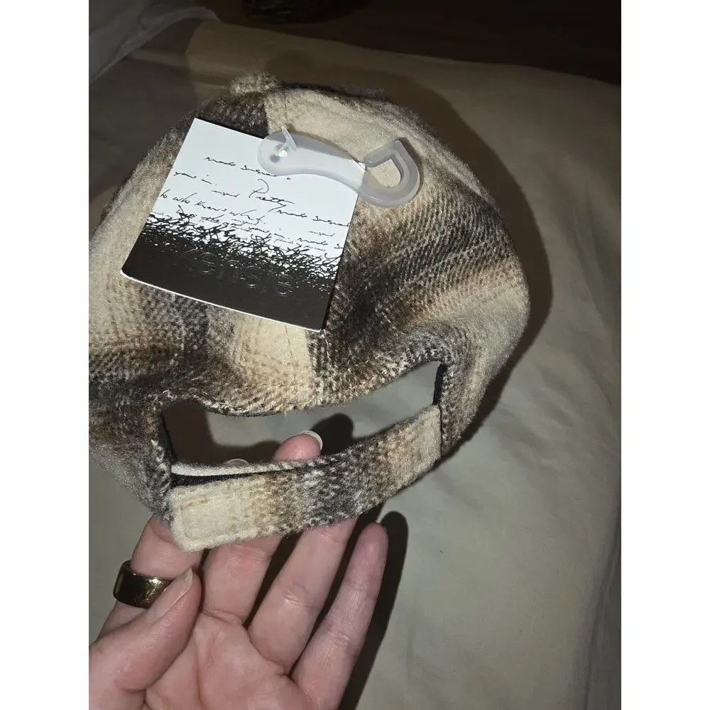 Kensie Brown and Tan Plaid Flannel Baseball Cap Hat